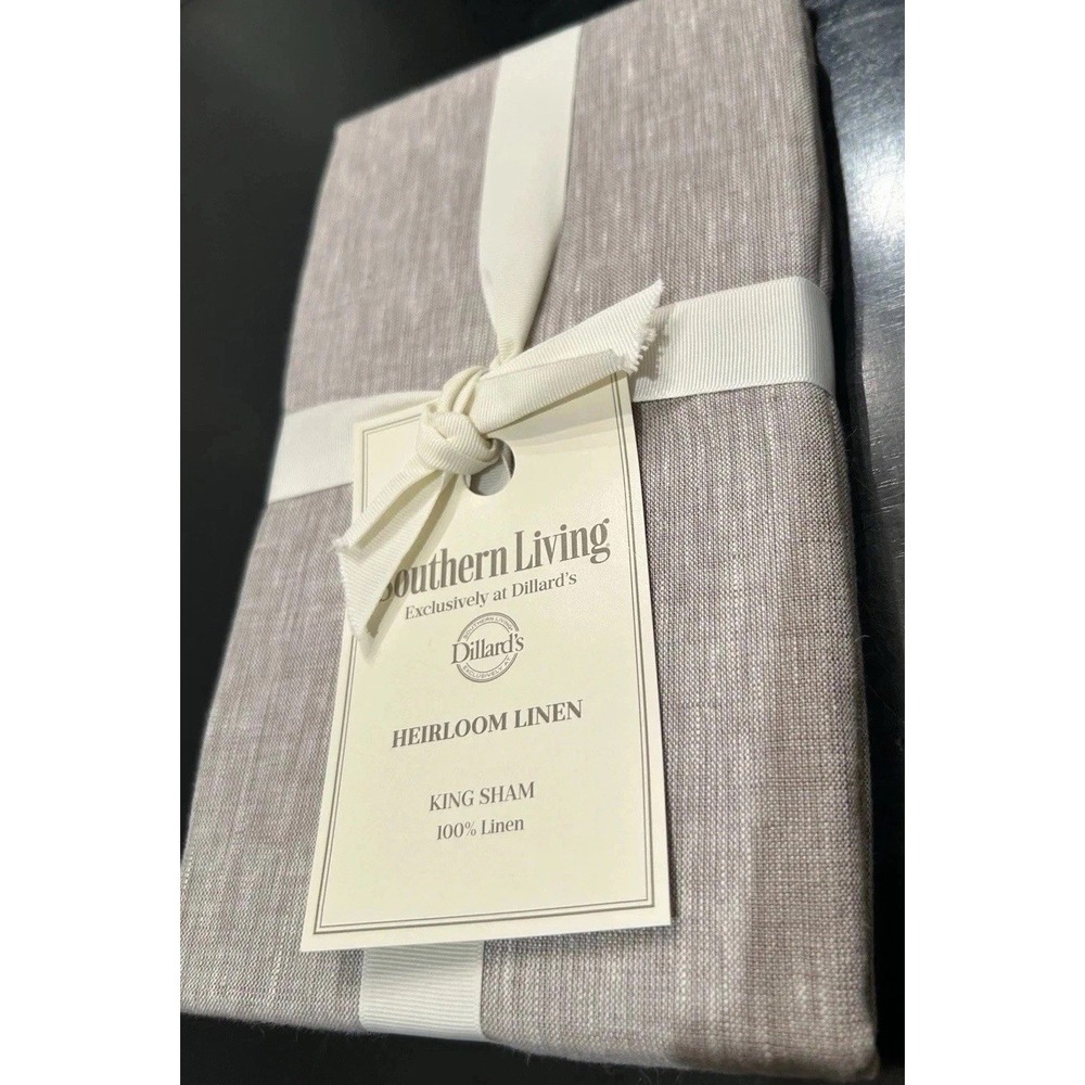 New Southern Living Heirloom King Pillow Sham Gray 20"x 36" 100% Linen
